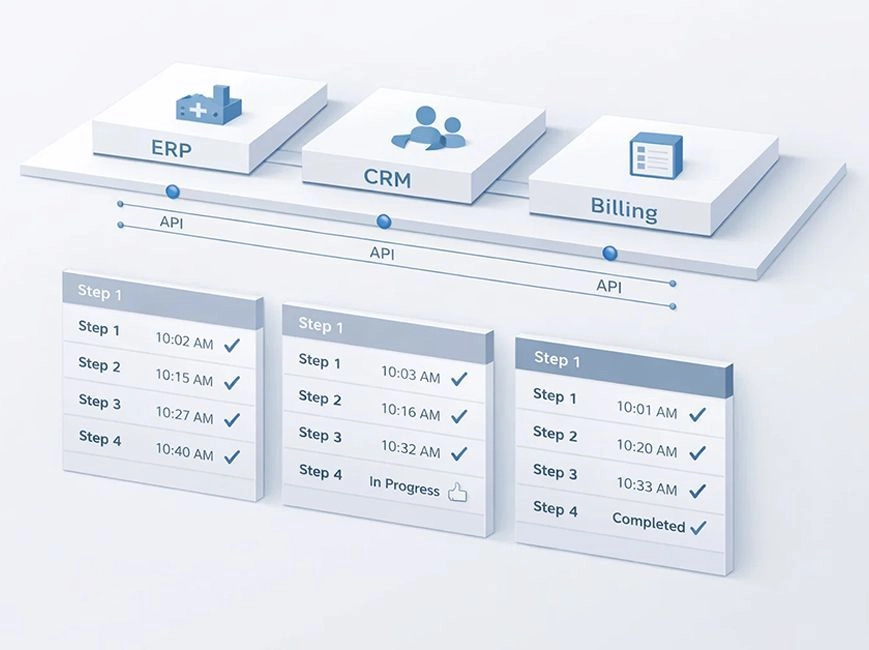 Diagram showing integration systems and process-level observability gap