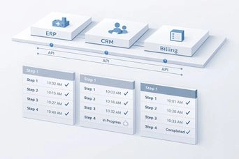 Diagram showing integration systems and process-level observability gap