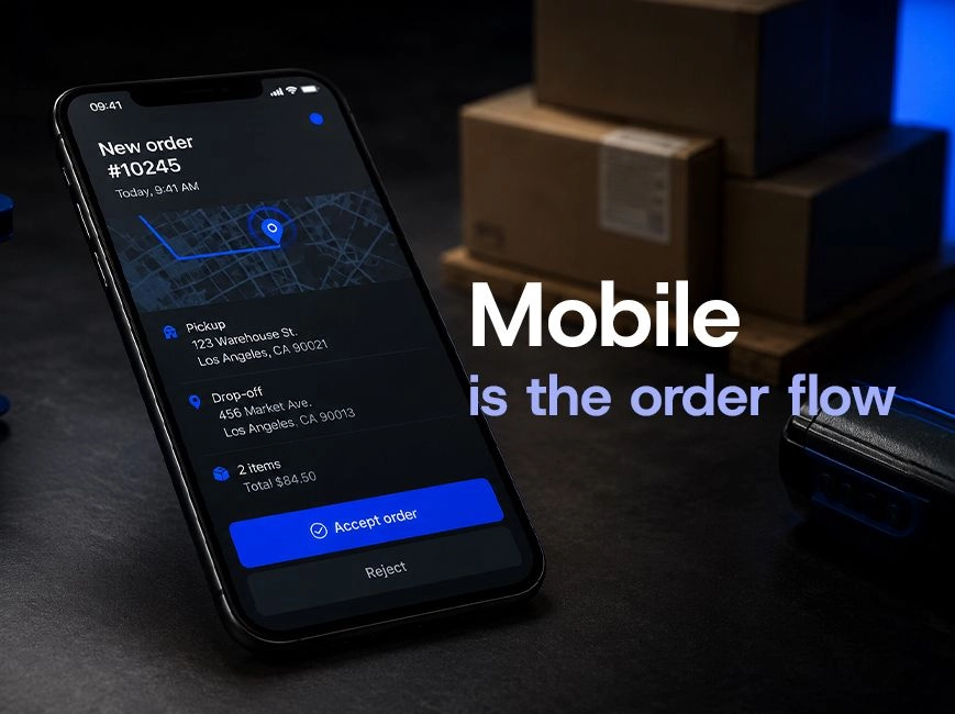 Marketplace vendor mobile app with push-based order management.