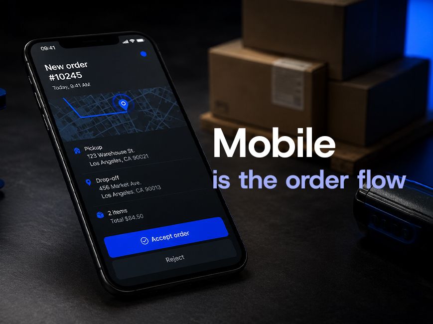 Marketplace vendor mobile app with push-based order management.
